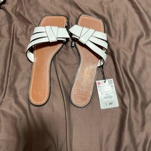 Zara white slides